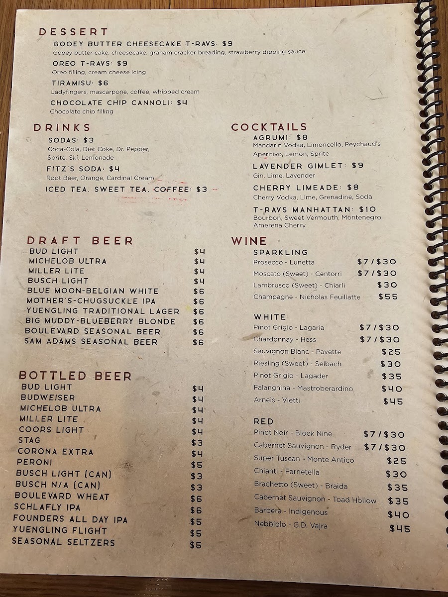 Menu T-Ravs Restaurant-1